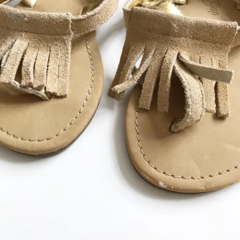 Babygap cream faux suede fringe sandals GUC size 5